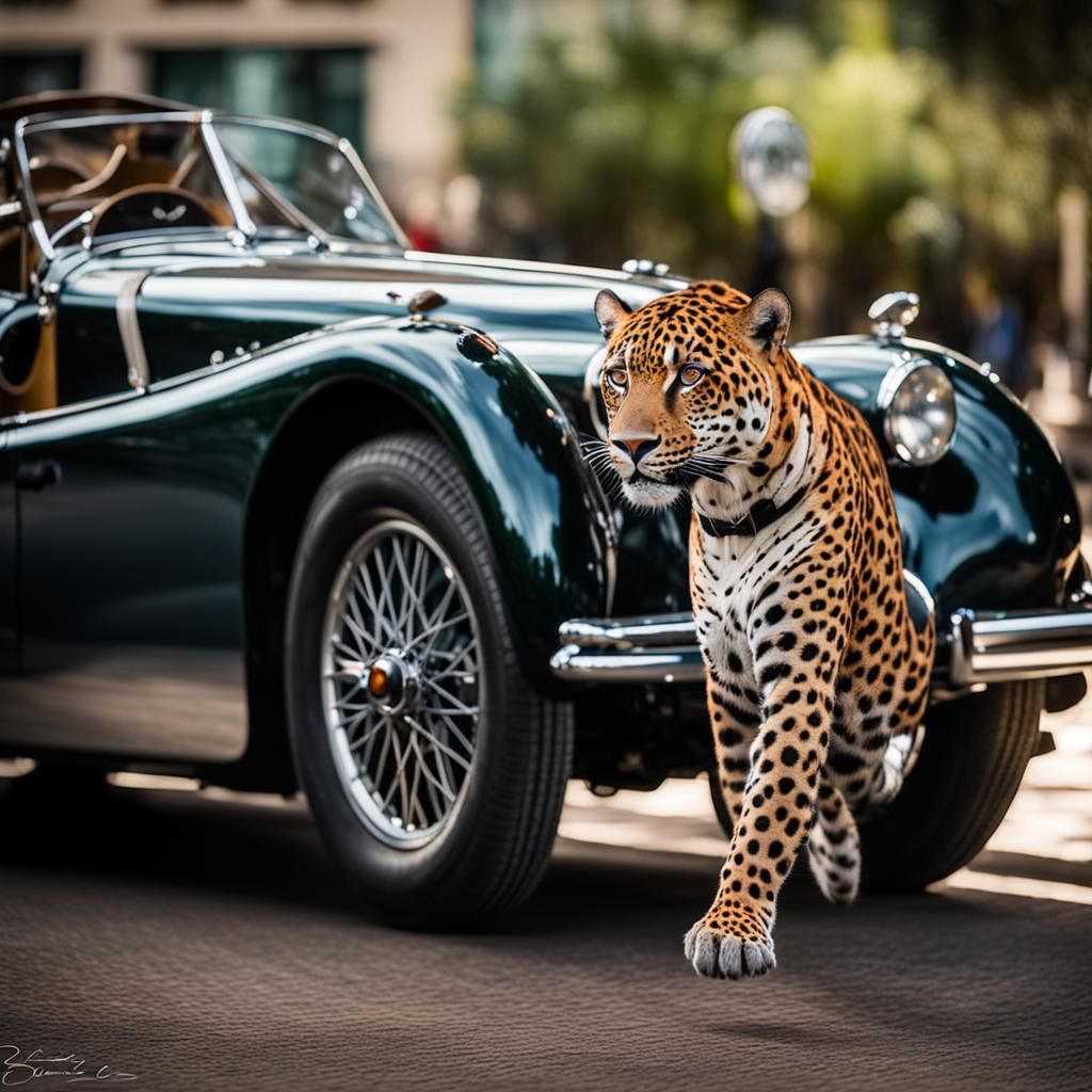 Rider on Jaguar in Professional Photography Style