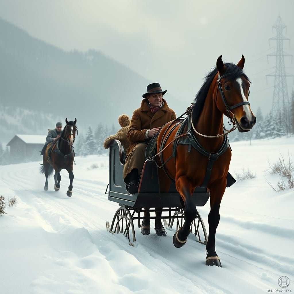Nostalgic Sleigh Ride in Rockwell Style