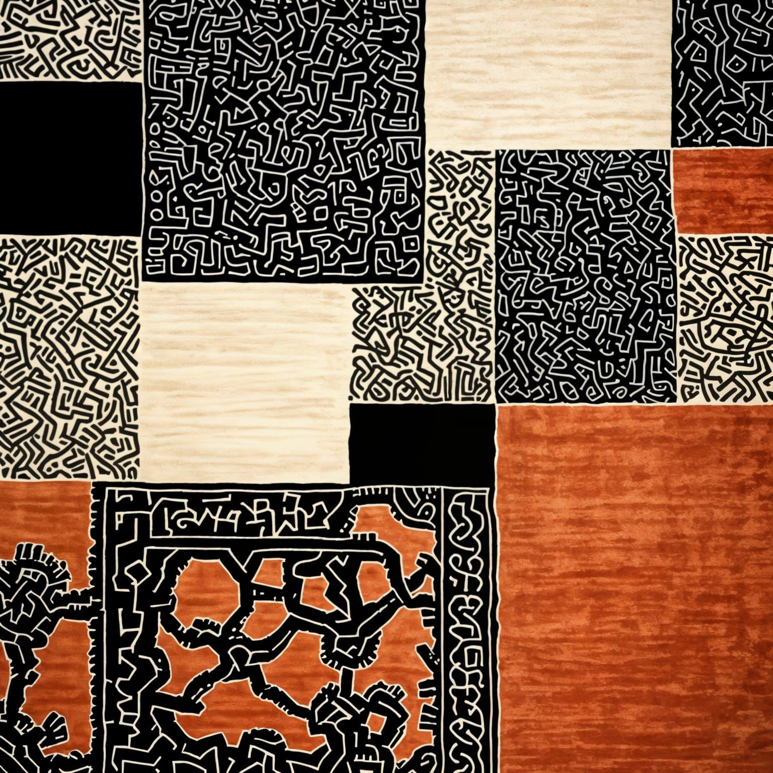 Contemporary Rug with Persian and Haring Elements