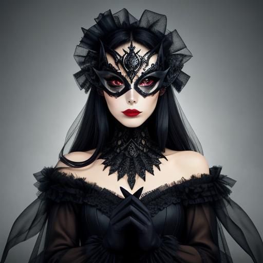 Enigmatic Masked Figure of Mystery and Elegance