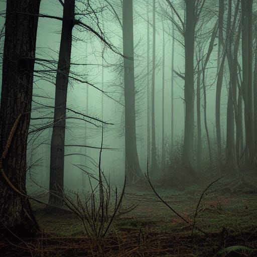 Horror Forest at Night: A Dark and Eerie Scene