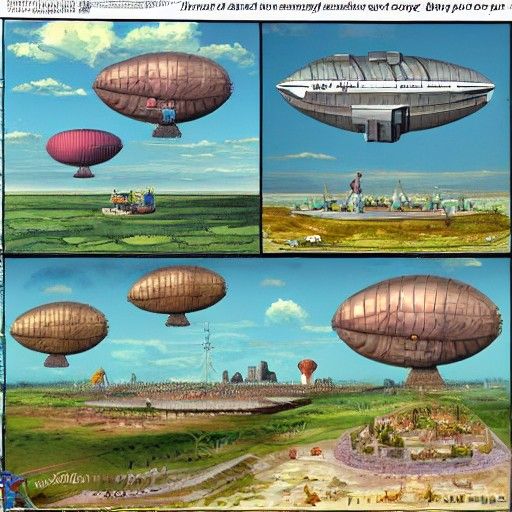 Fantastic Floating Cities with Giants and Blimps