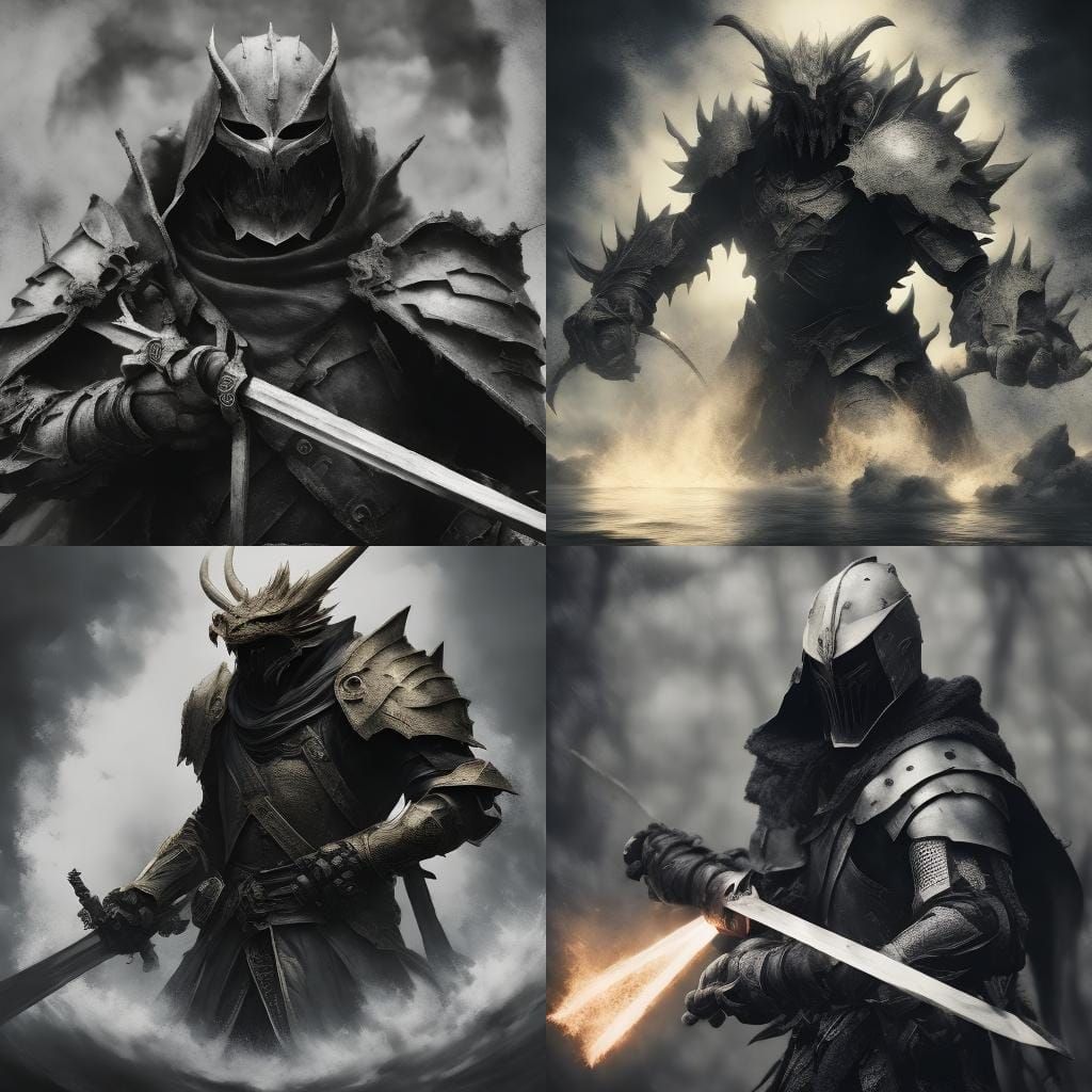 Elemental Warrior in Dark Fantasy Style