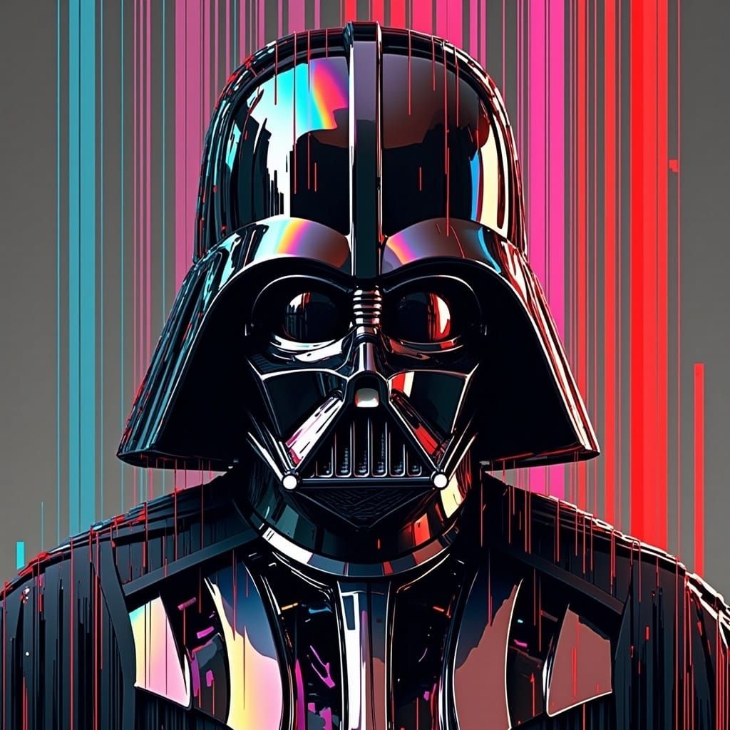 Glitchy Darth Vader in a Digital Distortion