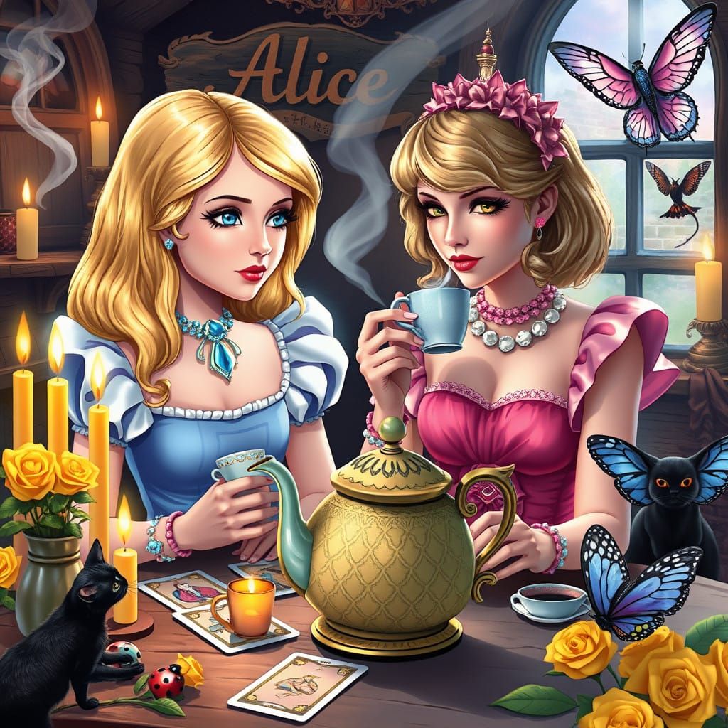 Whimsical Tea Party with Blonde Alice and Taylor Swift in En...