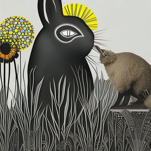 Giant Bunny Kaiju in Urban Dreamscape, in Surreal Style