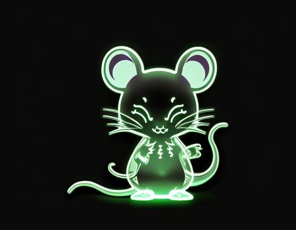 Bioluminescent Chibi Ghost Mouse in Digital Art Style