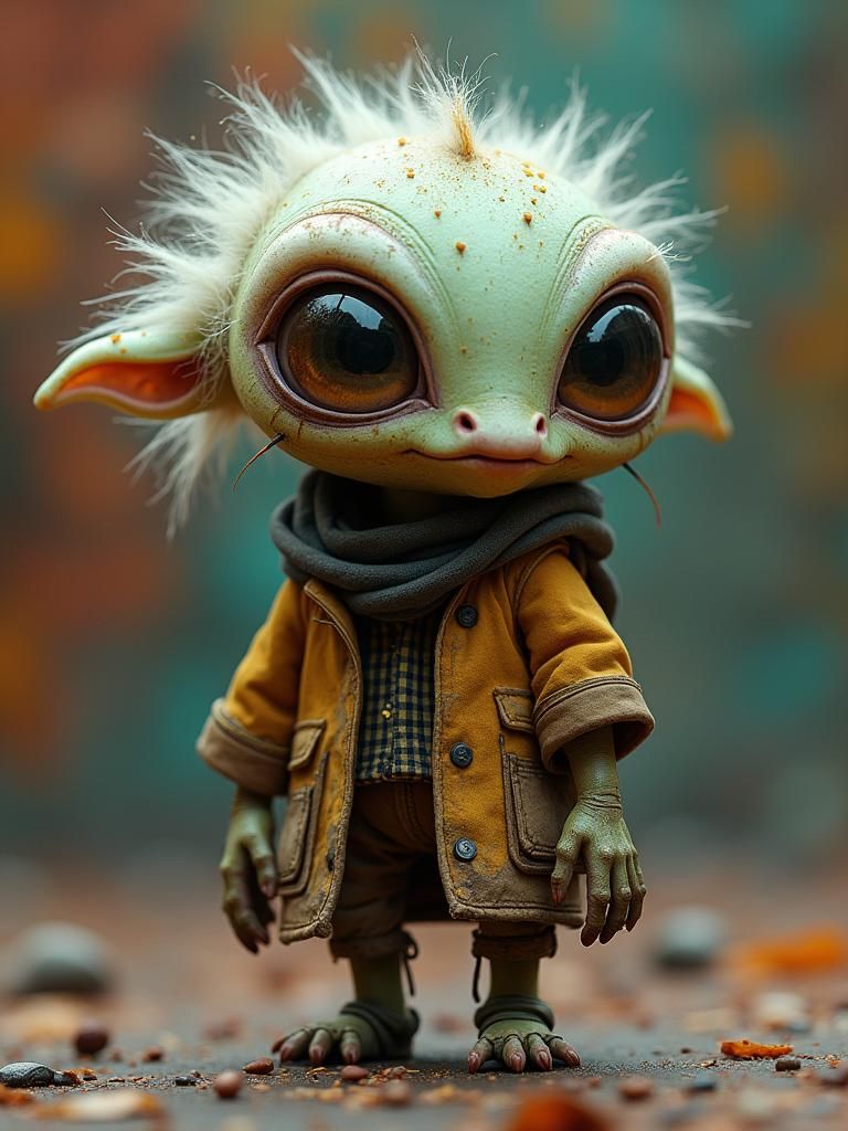 Whimsical Alien Trickster Concept Art with Marble Eyes