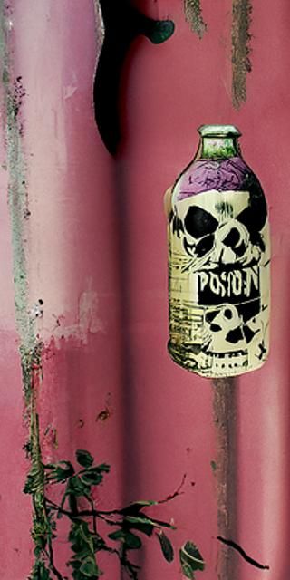 Poison Bottle Graffiti Art with Skull Label