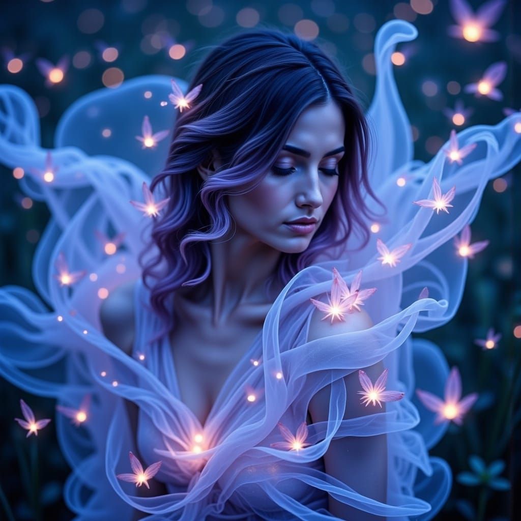 Ethereal Woman in Twilight Hues