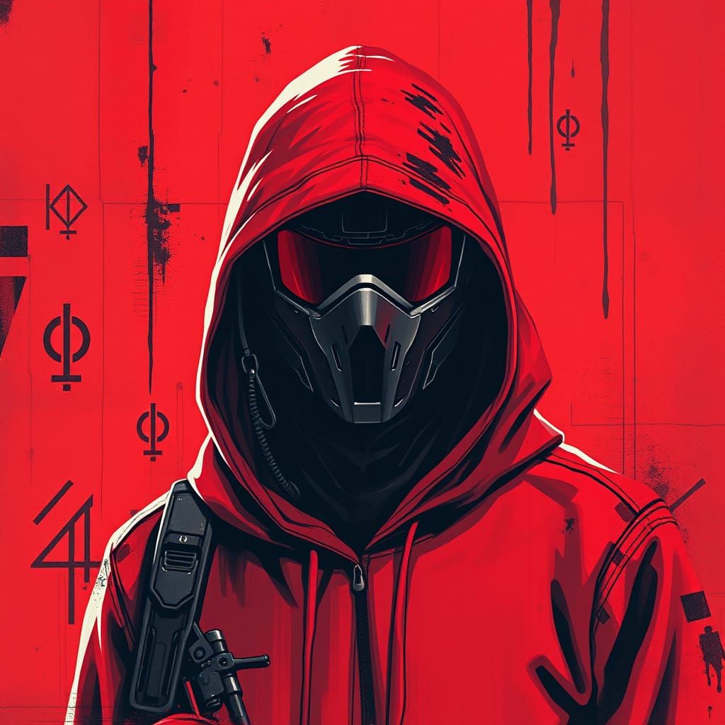 Cybernetic Soldier in Abstract Geometric Style