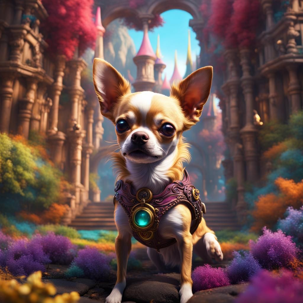 Colorful Fantasy Chihuahua: Detailed Digital Art
