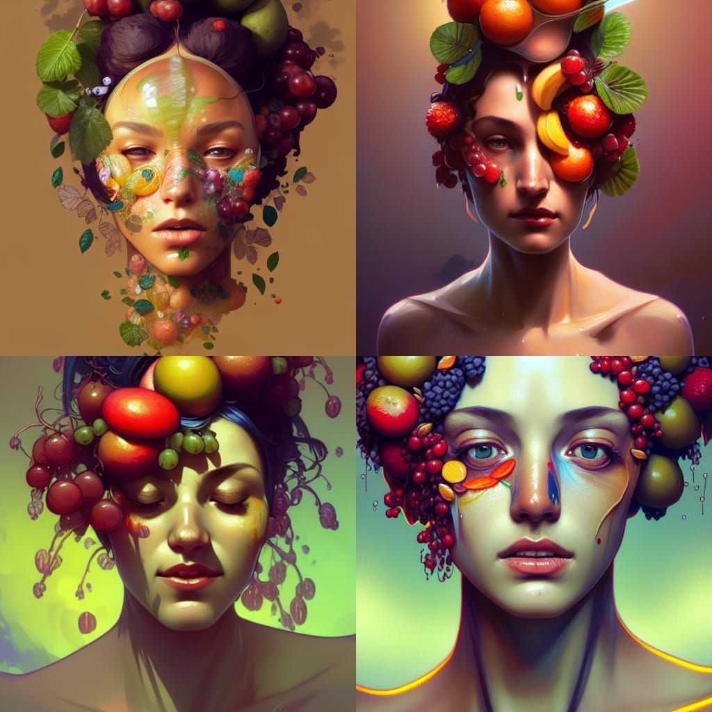 Fruit Woman Portrait in Digital Art Style