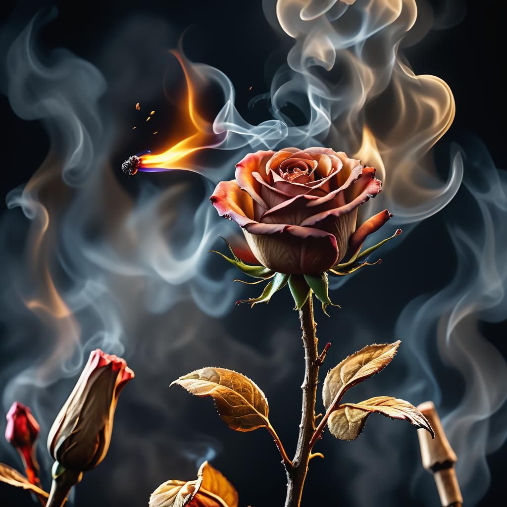 Matchstick Rose: An Ethereal Bloom in Volumetric Lighting