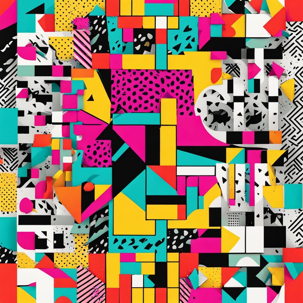 Memphis Design Abstract Pattern in Bright Pop Art