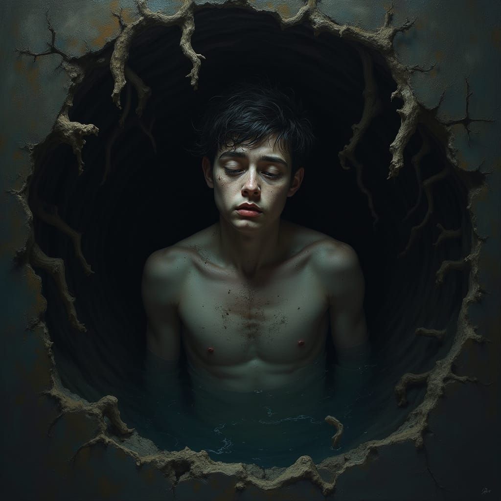 Tormented Soul Trapped in a Dark Abyss