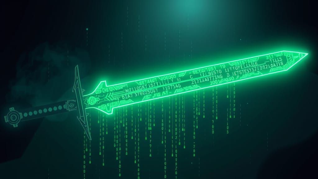Ethereal Digital Sword in Cyberpunk Style
