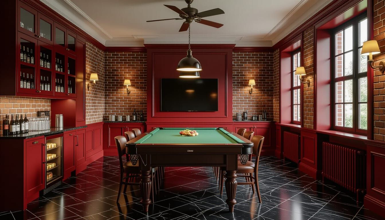 Victorian Billiards Room with Mini-Bar and Cinematic Lightin...