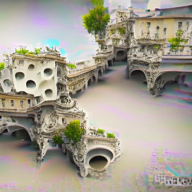 Concrete Rococo Architecture in Detailed 3D Render