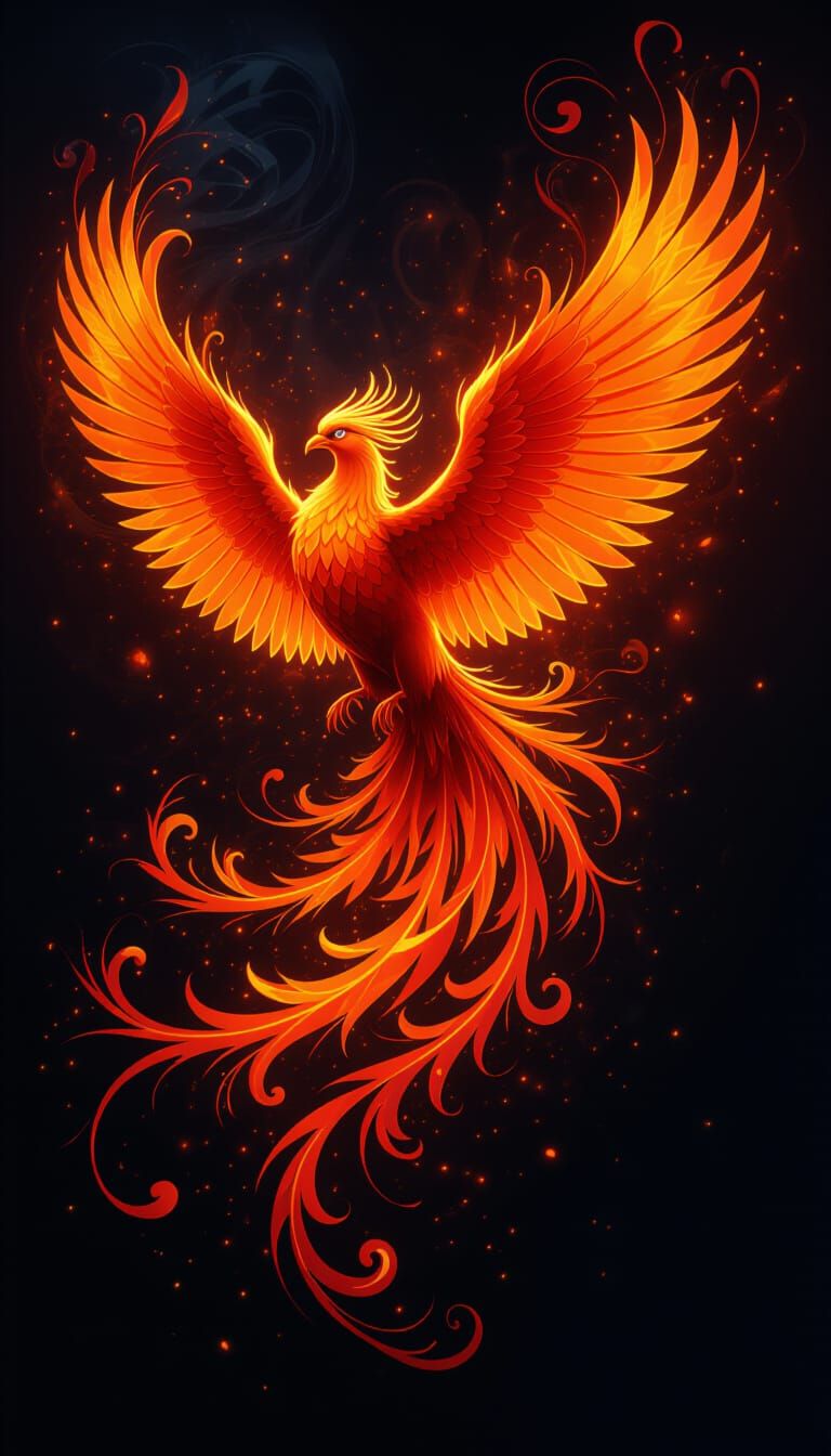 Fiery Phoenix Rising in Elemental Style