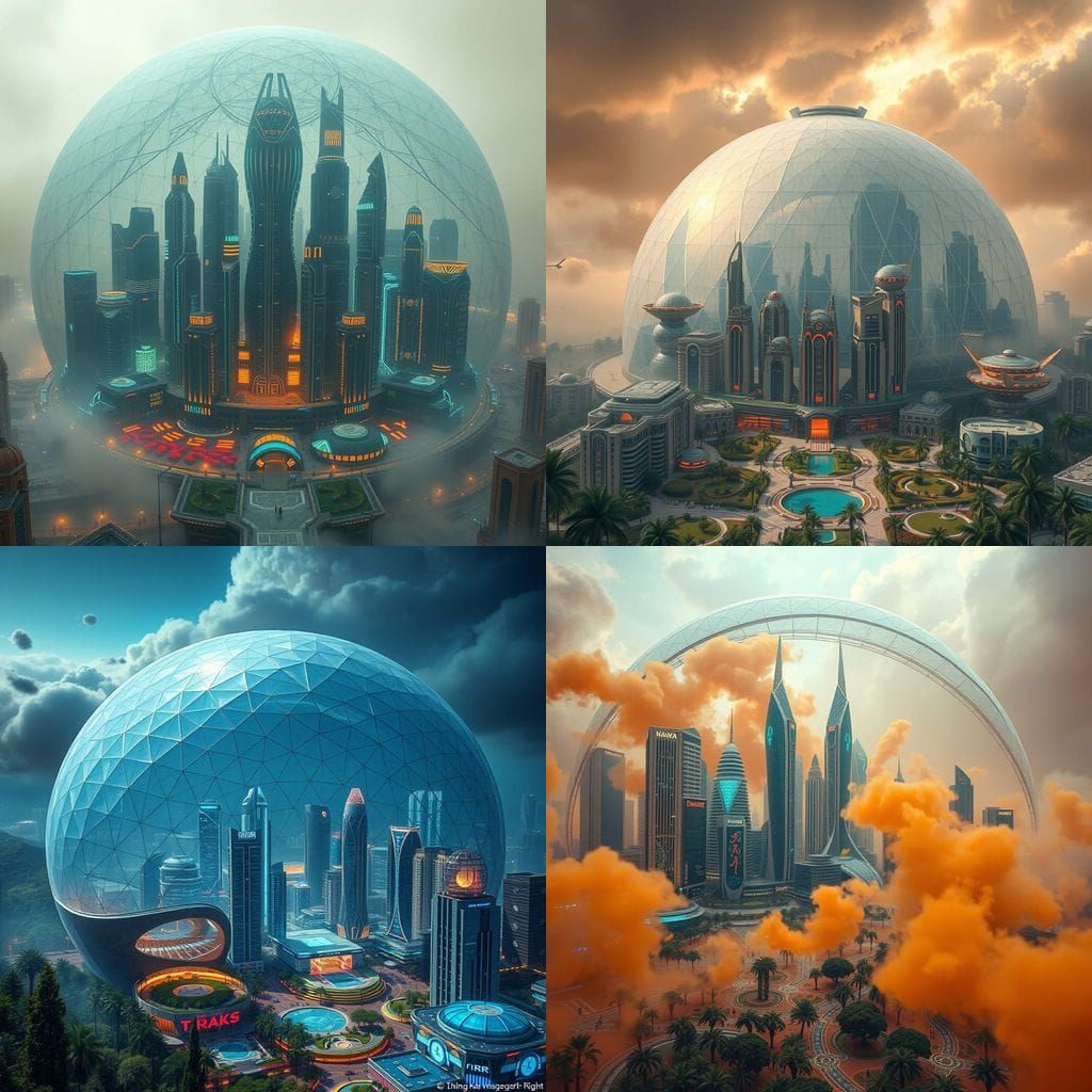 Futuristic City Dome Protects From Sandstorm