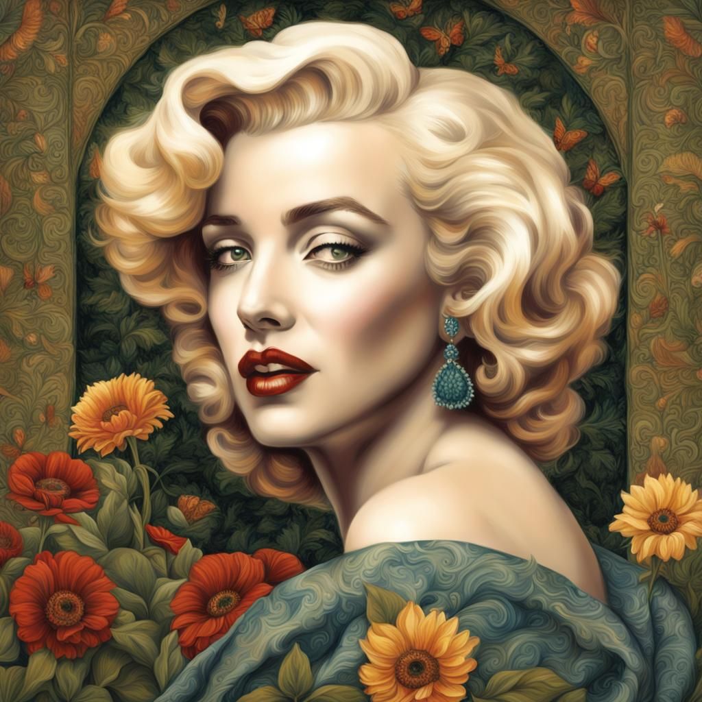 Marilyn Monroe in Pre-Raphaelite Style