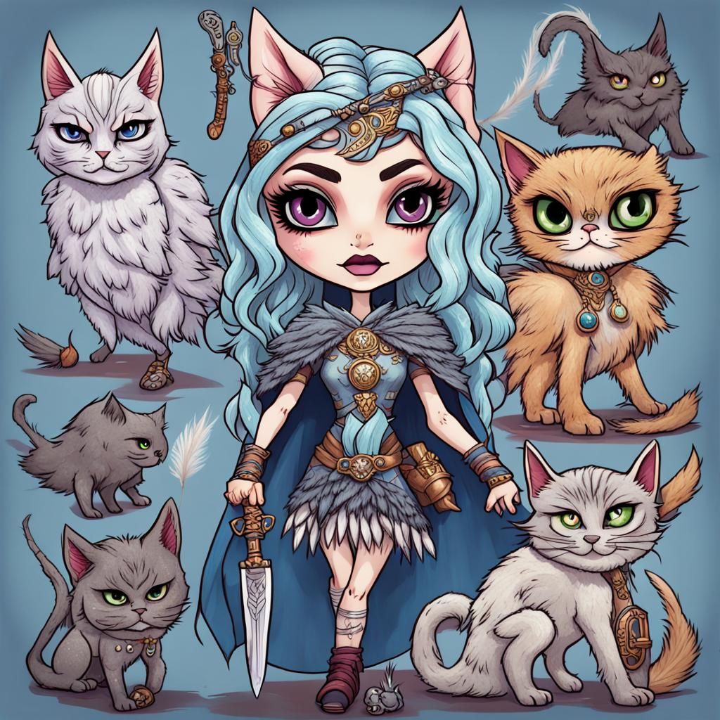 Freya as Monster High Doll with Cats