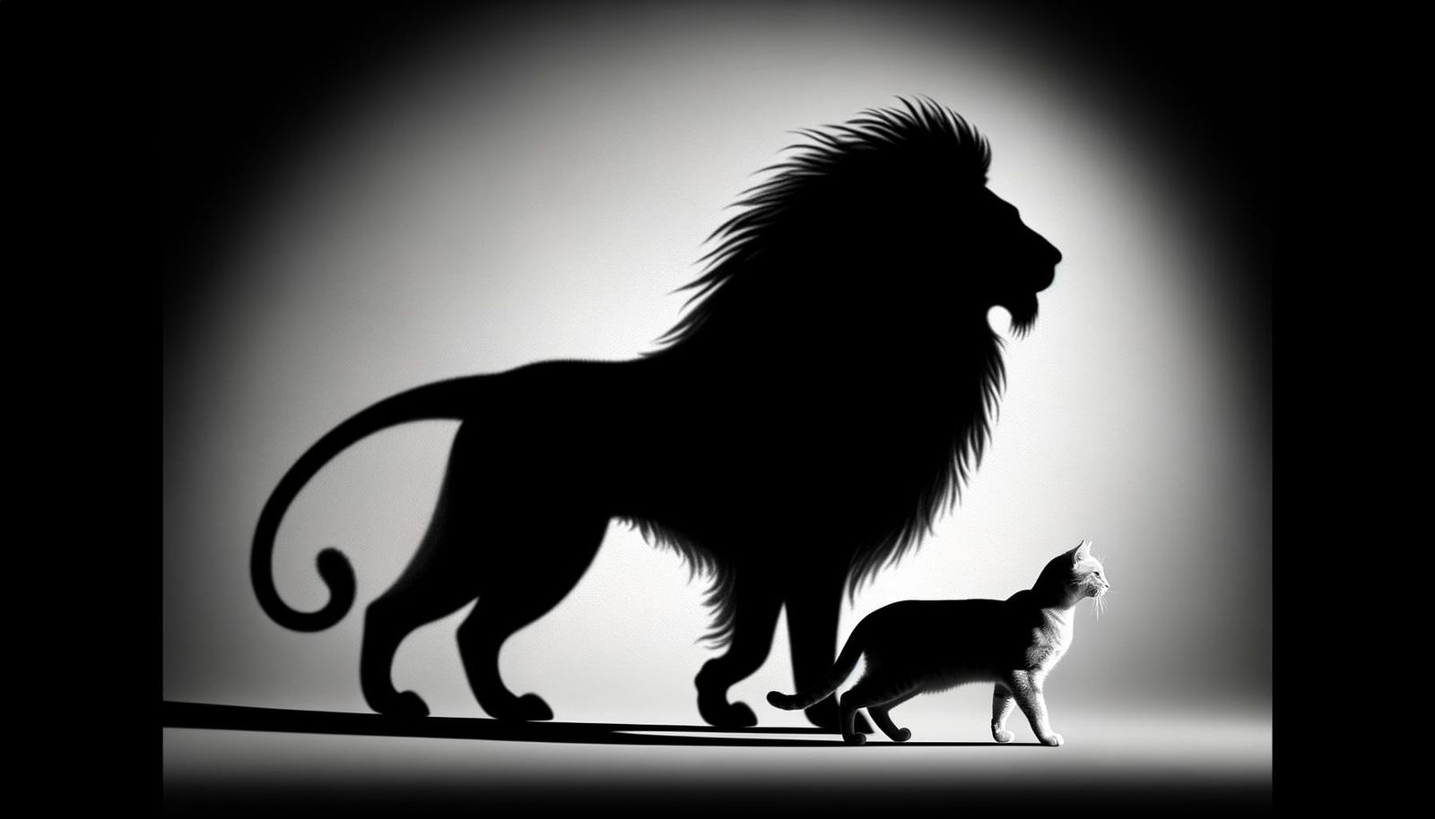 A House Cat's Shadow Unfolds into a Regal Lion