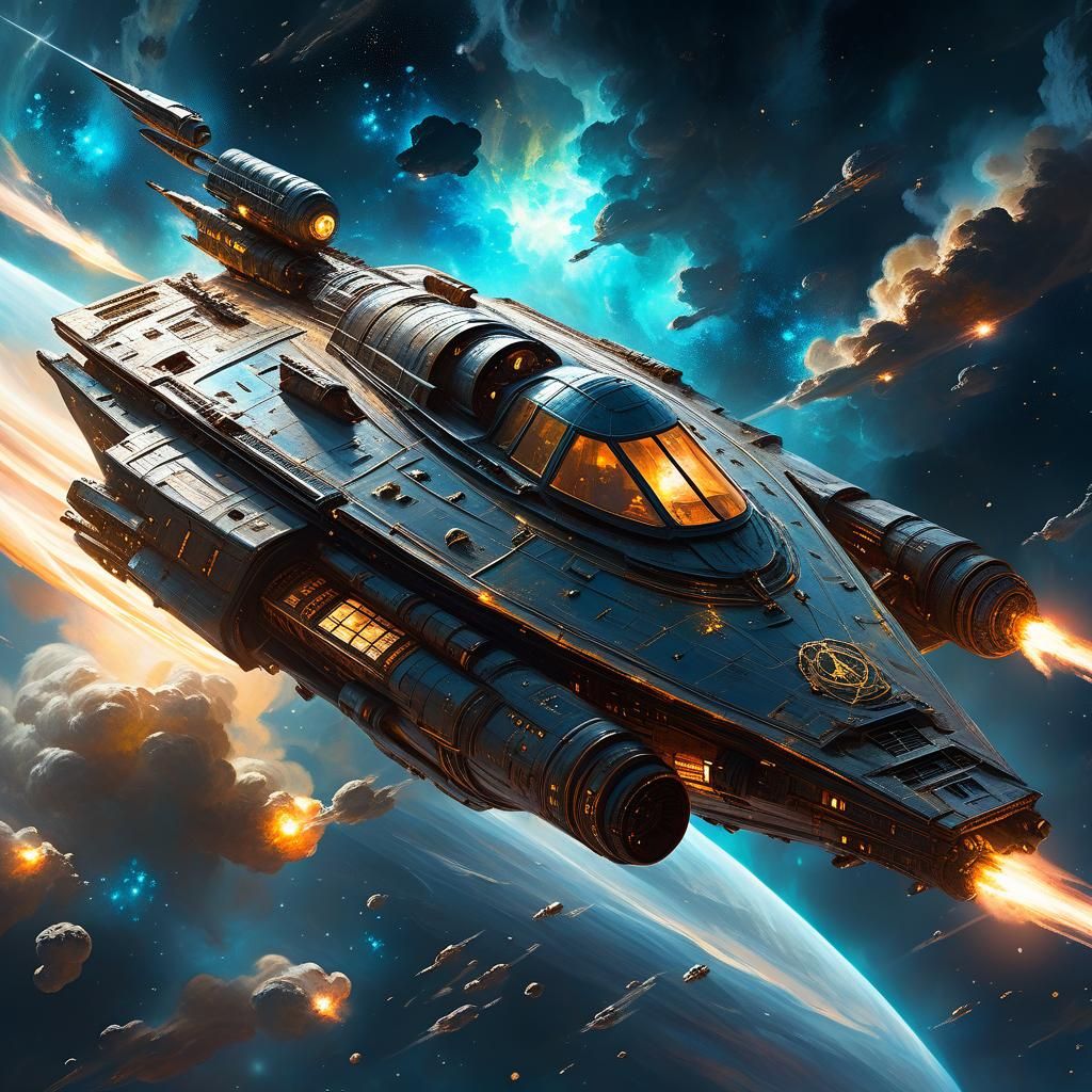 Harry Potter Spaceship in Epic Oil Painting