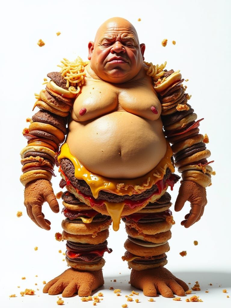 Grotesque Junk Food Humanoid, in Excessive Indulgence Style