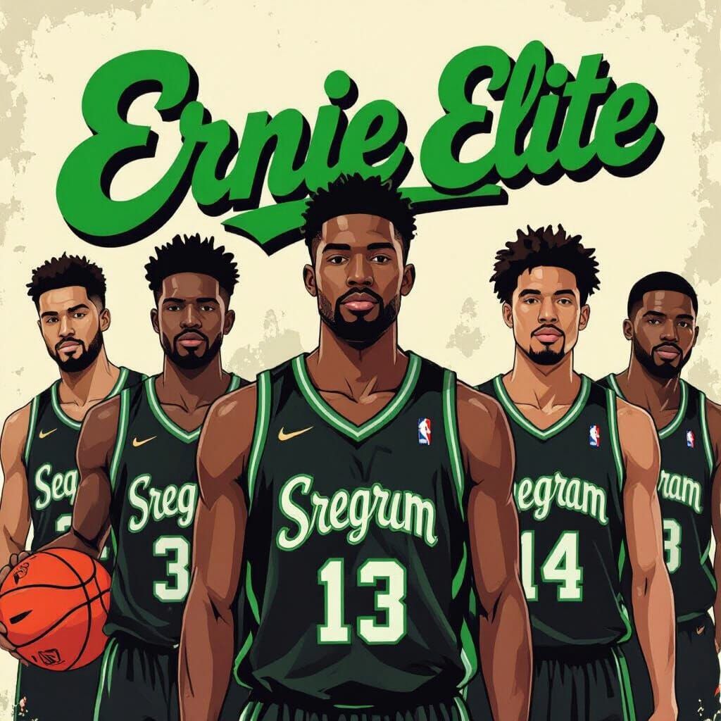 Basketball Team in Playful Style, Digital Art