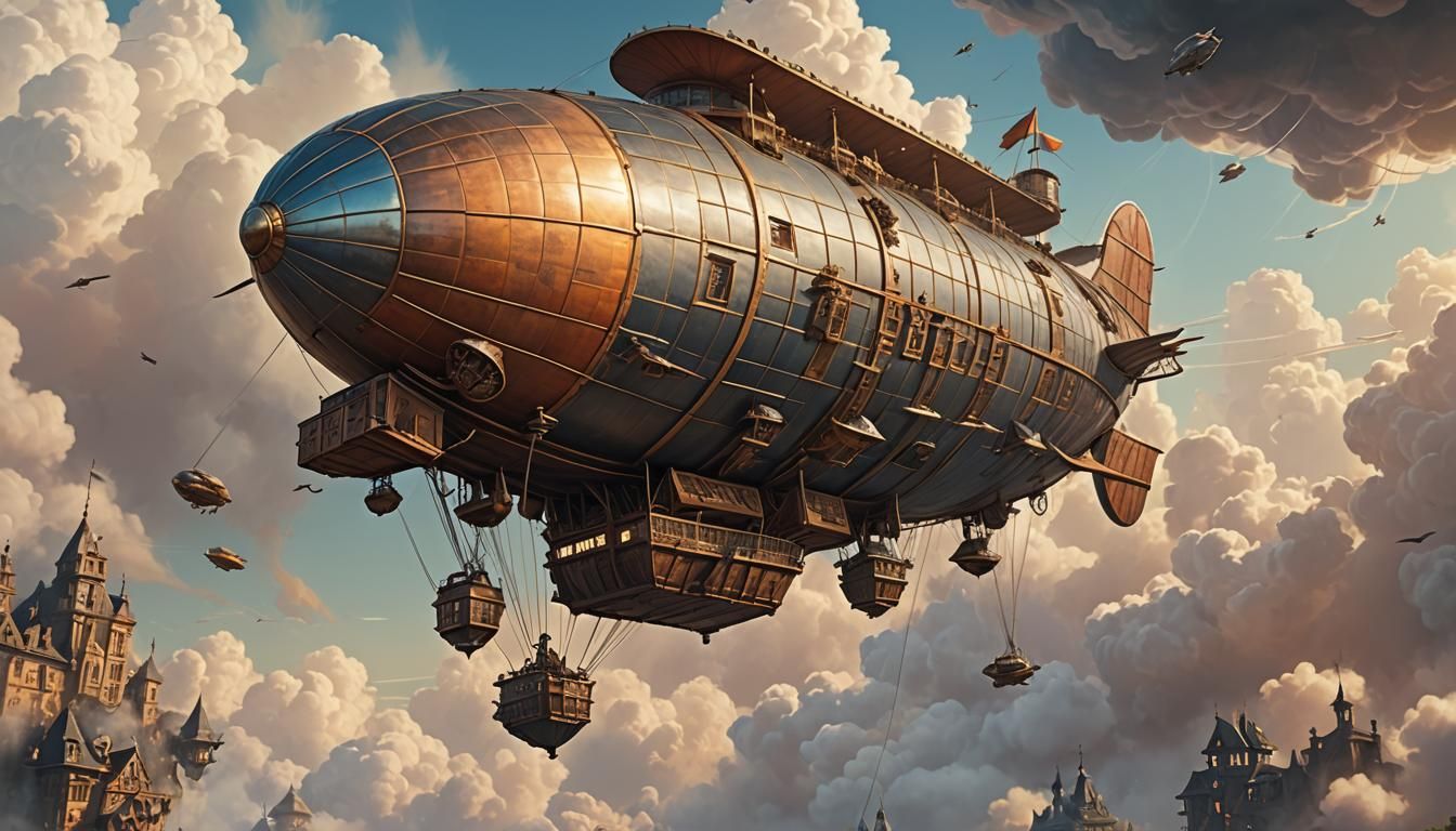 Intricately Detailed Airship in Soft Light