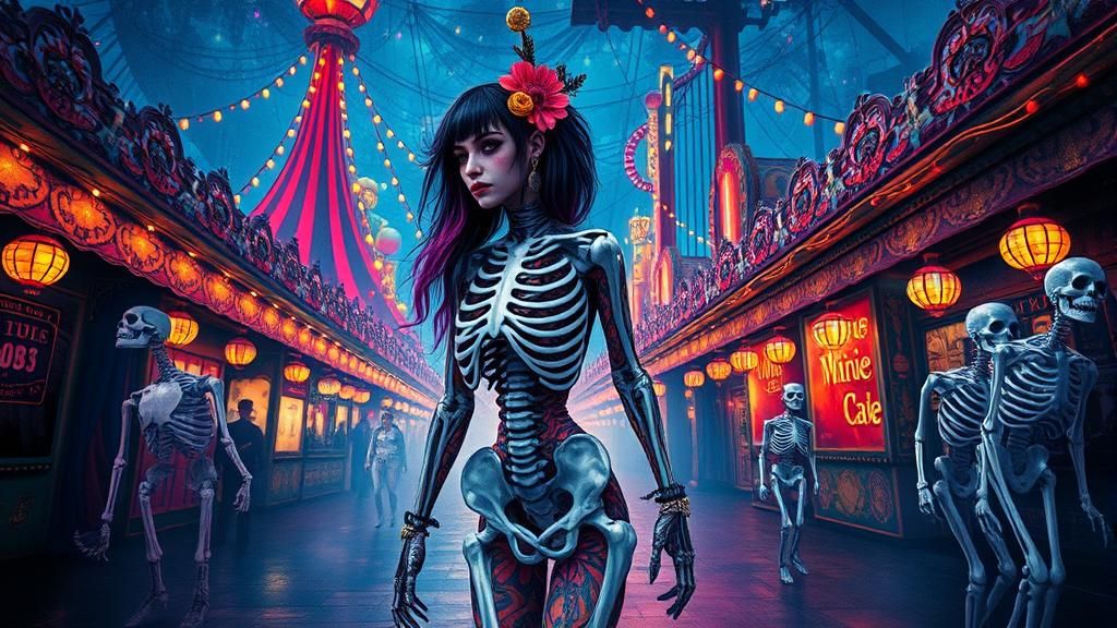 Gothic Rocker in a Mystical Carnival, Impasto Gouache