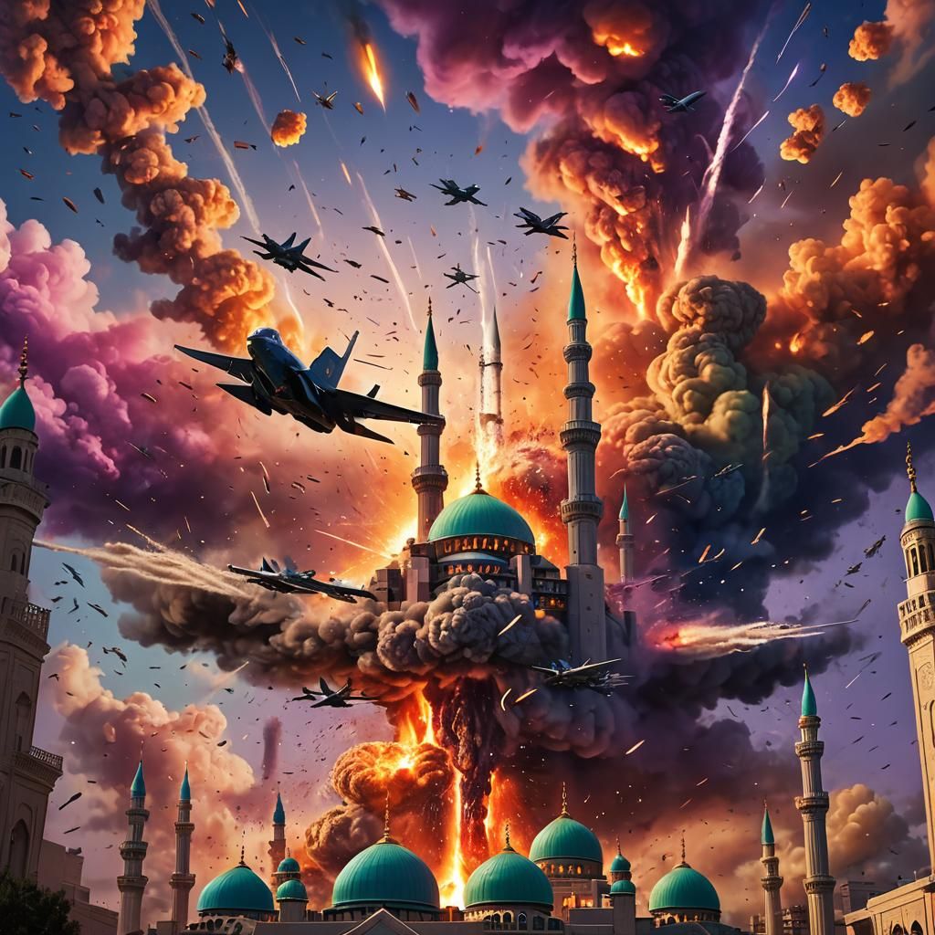 Spectacular Mosque Attack by F35 Jets: Digital Matte Paintin...