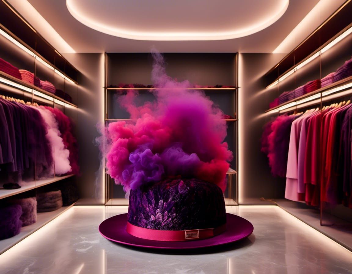 Designer Cap of Colored Smoke in Closet