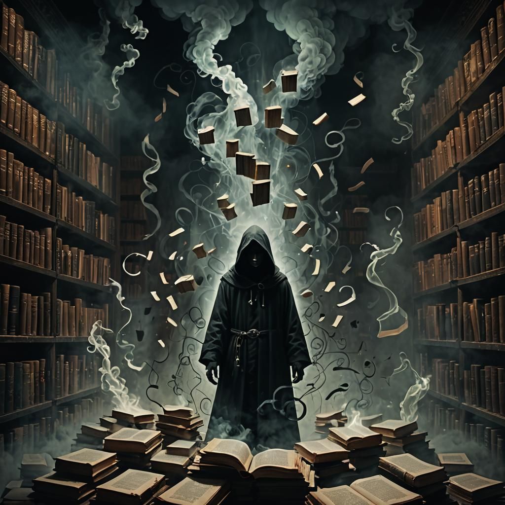 Forbidden Library in Dark Fantasy Style