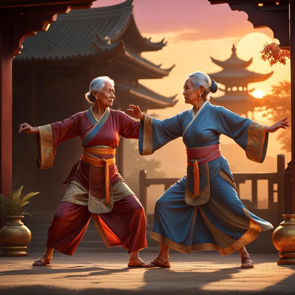Epic Sunset Tai-Chi Scene