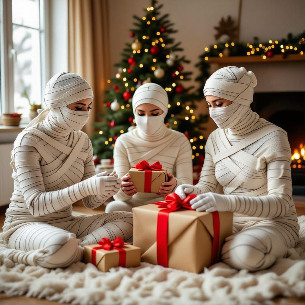 Mummies Unwrap Christmas Presents
