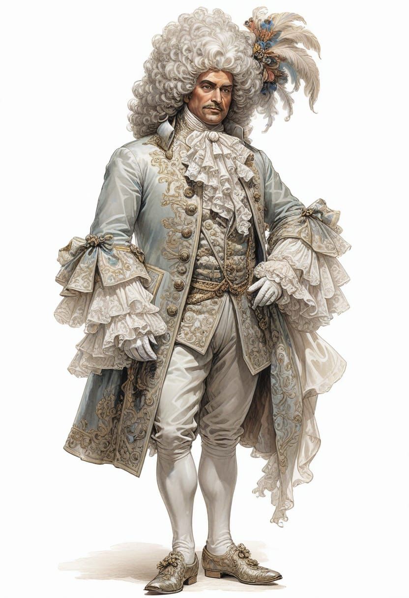 17th Century Baron in Baroque Dress, Highly Detailed