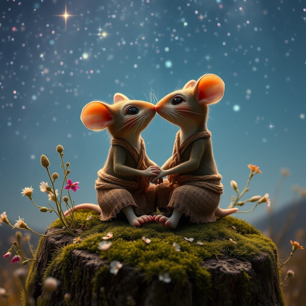 Romantic Moment in Whimsical Nature