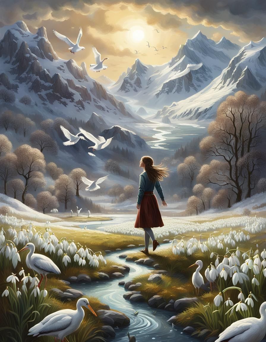 girl on spring meadow