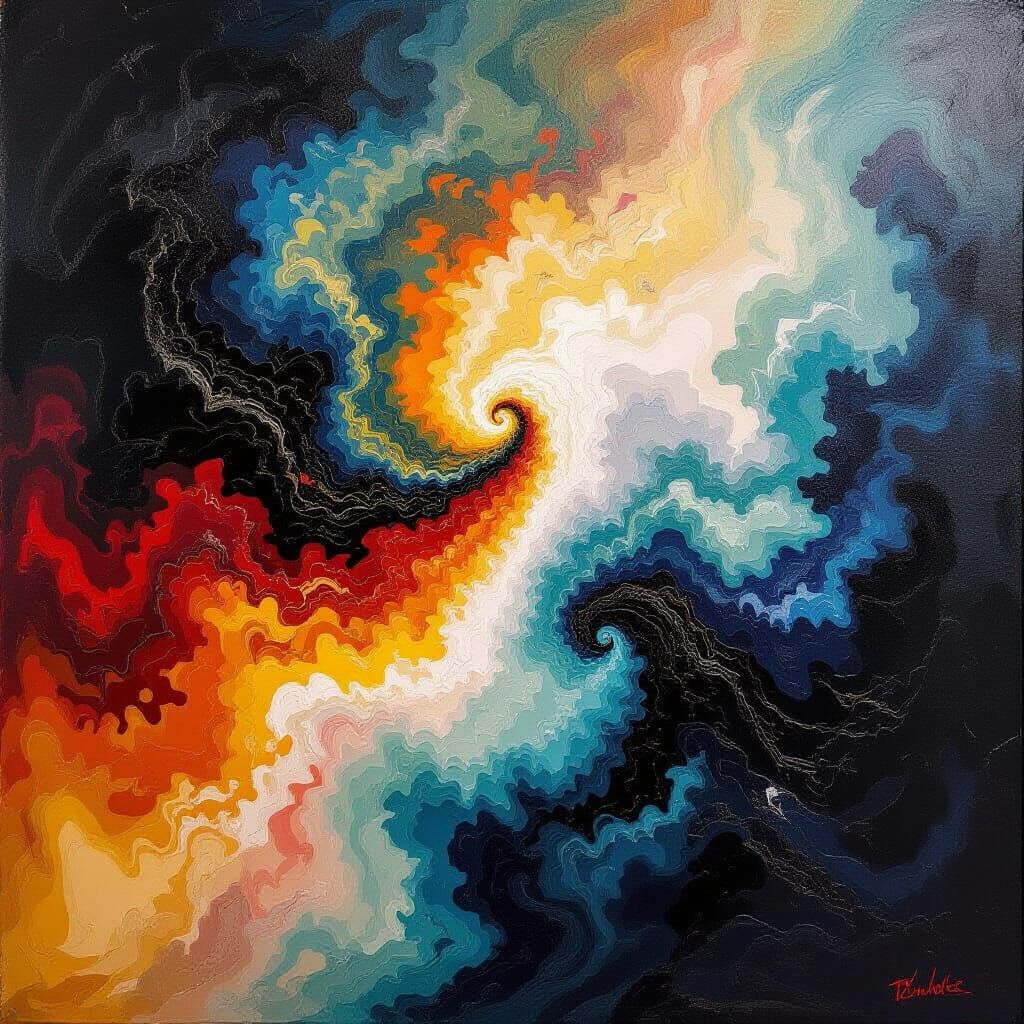 Ominous Action Painting in Rococo Style