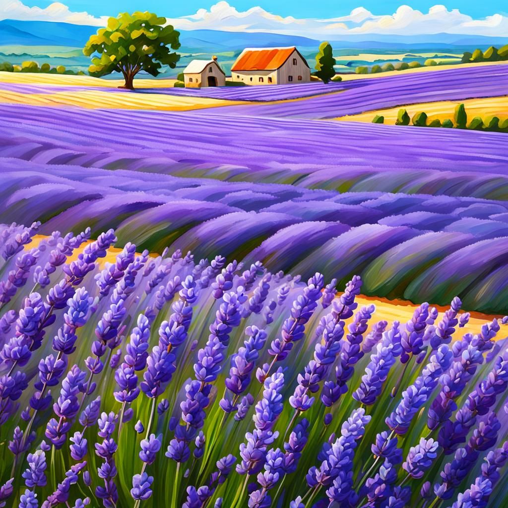 Lavender Farm in the Breeze