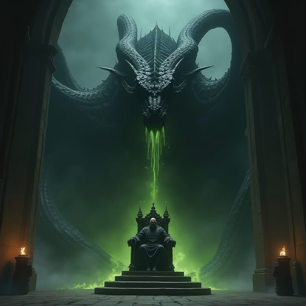 Ancient Black Dragon Emerges Behind Terrified King in Haunti...