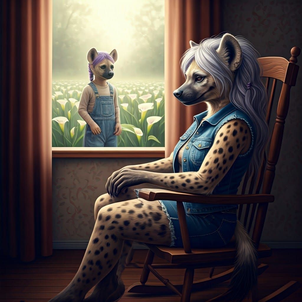 Nostalgic Portrait of a She-Hyena in Springtime