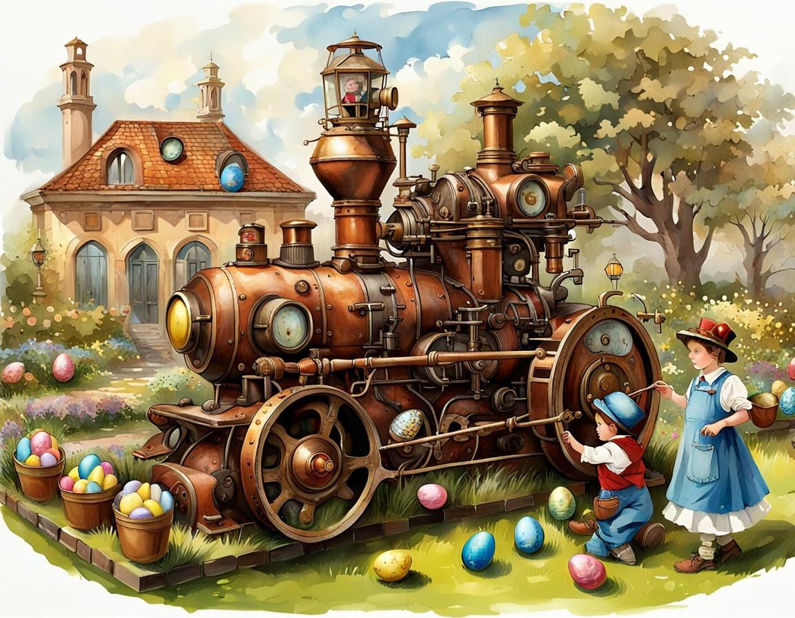 Steampunk Easter Egg Hunt in Italian Garden