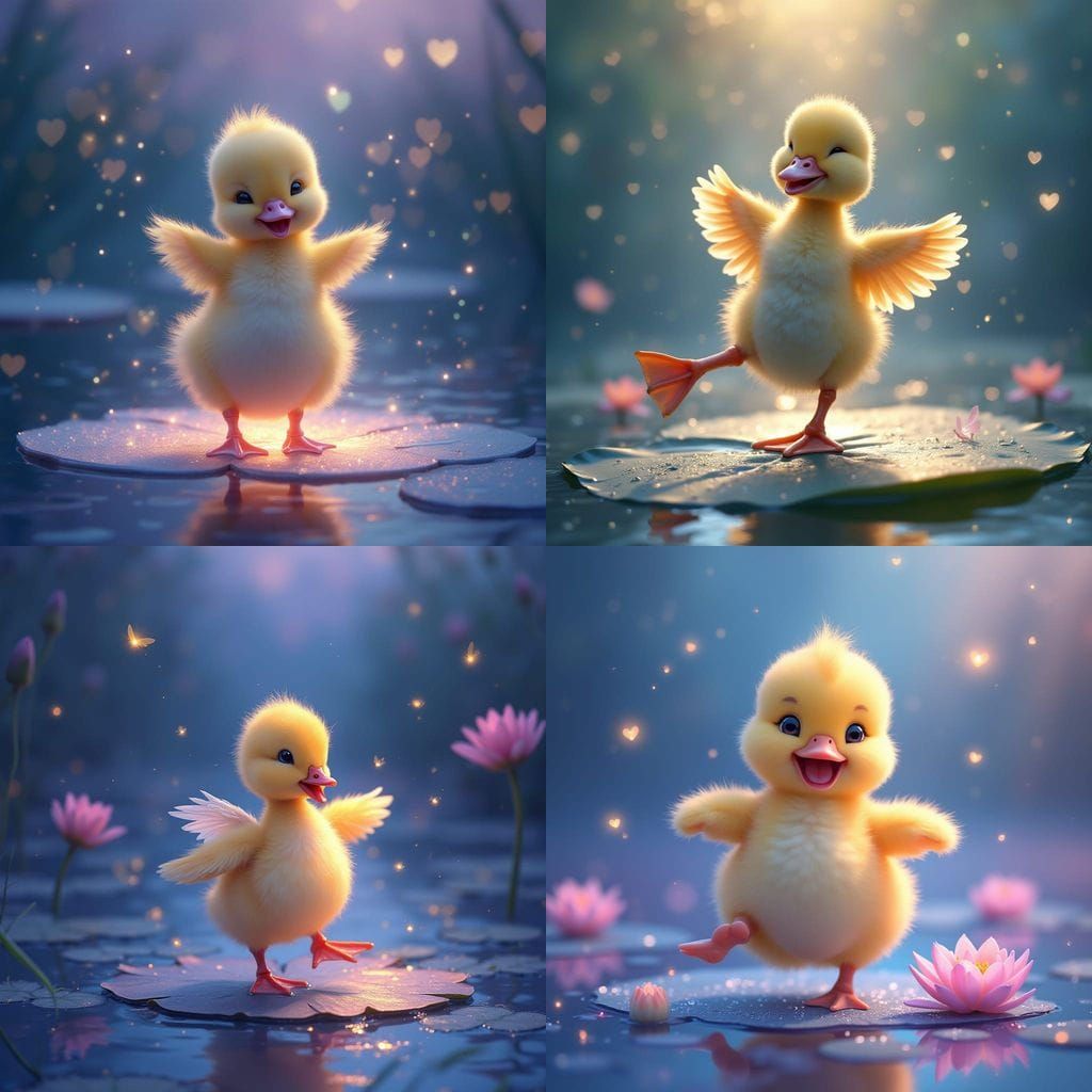 Dancing Duckling in Bioluminescent Twilight