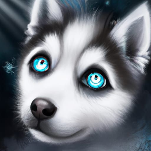 Diamond Eyed Husky Puppy: Digital Matte Painting