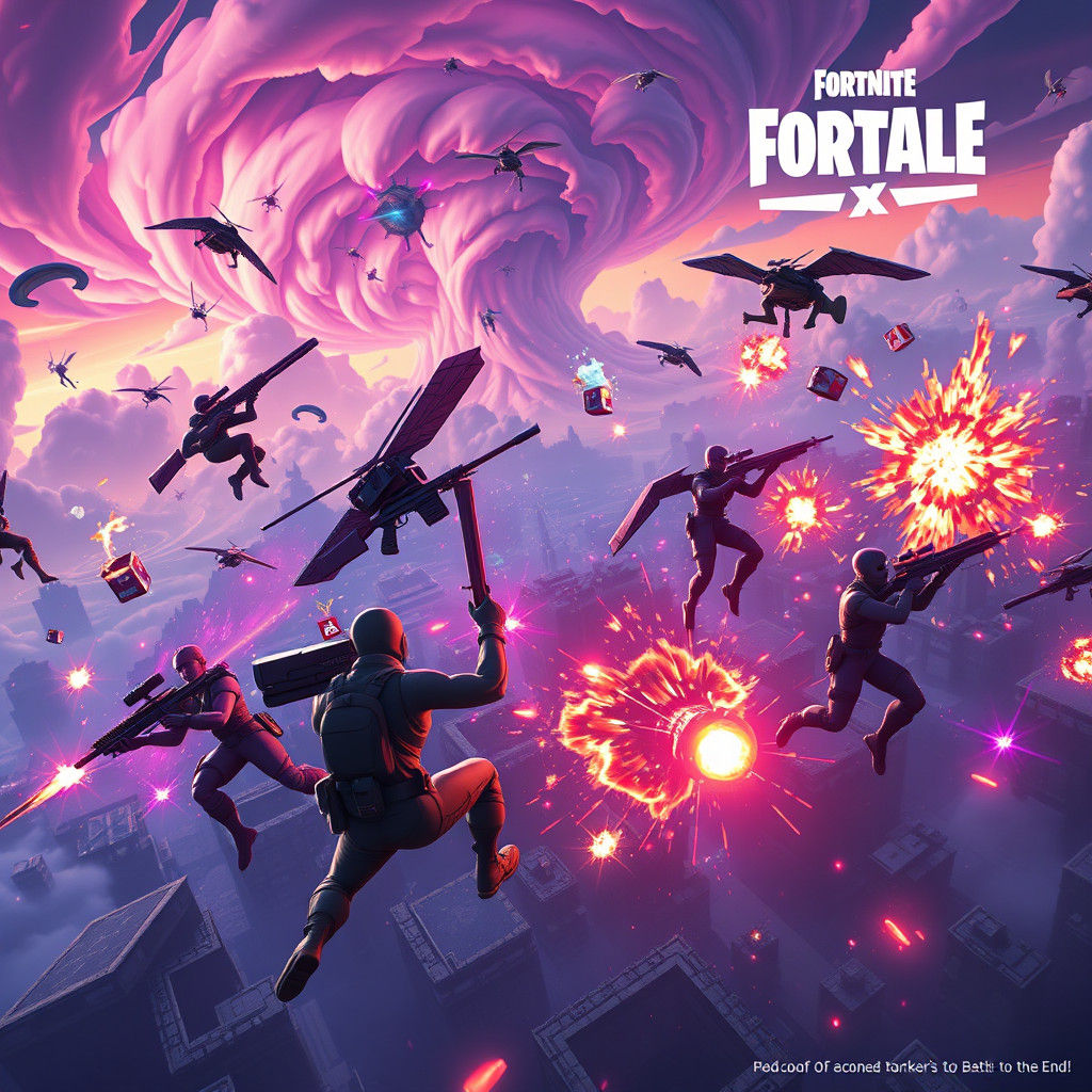 Epic Fortnite Battle Royale Clash in Neon Environment