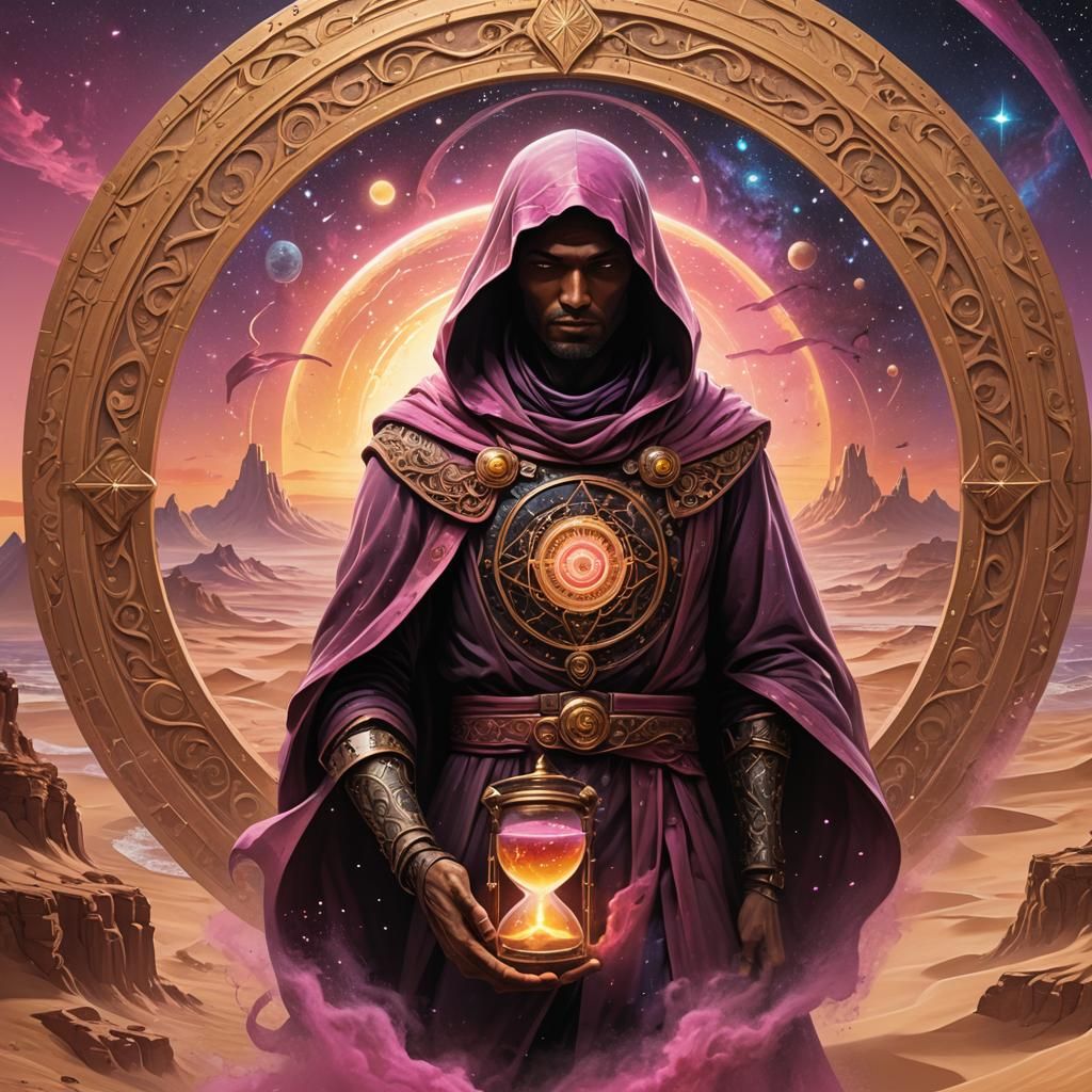 Cosmic Thief of Time with Hourglass in 3D